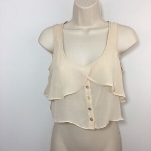 New BCBGeneration  layered crop tank top XXS beige
